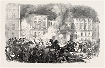 THE INSURRECTION IN SPAIN: THE INSURGENTS SETTING FIRE TO THE PALACE OF QUEEN CHRISTINA AT MADRID,