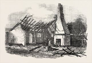 REMAINS OF THE NATIONAL SCHOOL AT CAPEL, NEAR IPSWICH, STRUCK BY LIGHTNING, 1854