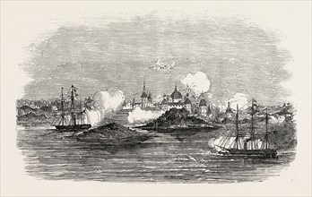 ATTACK ON THE TOWN OF NOVITSKA, IN THE WHITE SEA, BY THE MIRANDA AND BRISK, 1854