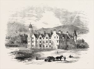HER MAJESTY'S NEW CASTLE OF BALMORAL, FROM THE NORTH-EAST, 1854, UK