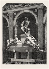 THE MONUMENT OF LORENZO DE MEDICI, BY MICHAEL ANGELO, IN THE ITALIAN COURT, AT THE CRYSTAL PALACE,
