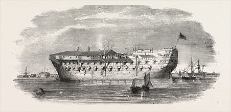 RUSSIAN PRISONERS AT SHEERNESS: THE DEVONSHIRE PRISON-SHIP, AT SHEERNESS, 1854
