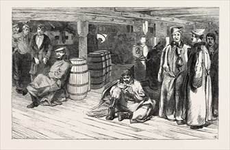 RUSSIAN PRISONERS AT SHEERNESS: THE DEVONSHIRE., RUSSIAN PRISONERS BETWEEN DECKS, 1854