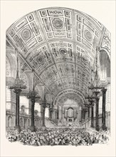 INTERIOR OF ST. GEORGE'S HALL, LIVERPOOL, FROM THE SOUTH, PERFORMANCE OF THE FIRST ORATORIO, 1854