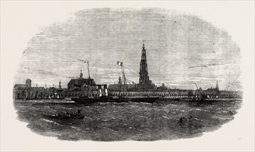 NEW ROUTE TO BELGIUM: THE AQUILA STEAMSHIP LEAVING ANTWERP, 1854