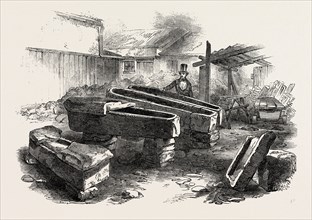 STONE COFFINS, FOUND AT BATH, 1854