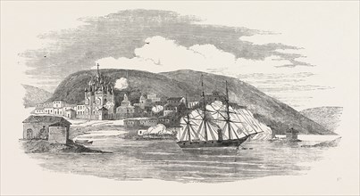 H.M.S. MIRANDA DESTROYING THE CITY OF KOLA, THE CAPITAL OF RUSSIAN LAPLAND, 1854