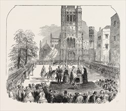 PRESENTATION OF COLOURS TO THE CAMBRIDGESHIRE MILITIA, AT ELY, 1854