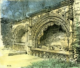 Aberdeen, Bishop Dunbar's Tomb in the old Machar Cathedral, 1885, UK