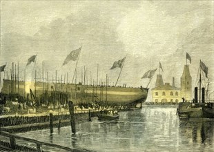 Blackwell, London, 1870, Launch of the Fethi Bulend, UK