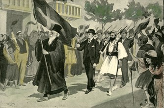 Larissa, Greece, 1897. Arming Greek volunteers in Larissa.