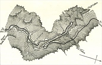 Yosemite Valley, Plan of the Loop on the Shasta Railway, near McCloud, 1891, USA