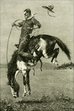 A Bronco Buster riding a Bucking Horse, 1891, USA