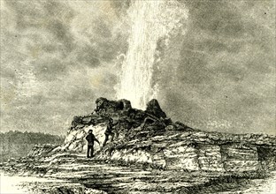 The Castle Geyser in action, 1891, USA