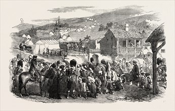 THE CRIMEAN WAR: THE INHABITANTS LEAVING BALACLAVA, BY ORDER OF LORD RAGLAN, 1854