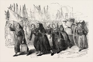 BOULOGNE FISHWOMEN CARRYING THE LUGGAGE OF THE NURSES FOR THE EAST, 1854
