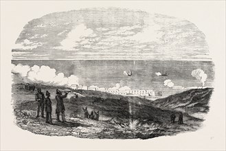 THE CRIMEAN WAR: SEBASTOPOL BATTERIES FIRING AT AN AUSTRIAN VESSEL, 1854