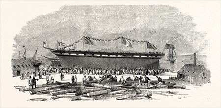 LAUNCH OF THE NAPOLEON III, AT ARDROSSAN