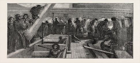 FITTING OUT THE CAESAR, BETWEEN DECKS, AT PORTSMOUTH, UK, 1854