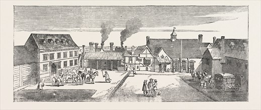 FIRE IN THE STRAND, SITE OF ARUNDEL HOUSE: NORTH VIEW OF ARUNDEL HOUSE IN 1646, LONDON, UK