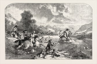 STAG-HUNTING IN THE REIGN OF GEORGE II., FROM A PAINTING BY FREDERICK TAYLER