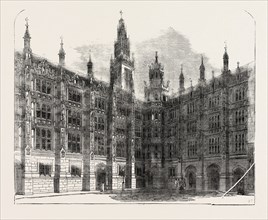 THE NEW HOUSES OF PARLIAMENT, ENTRANCE TO THE STAR-CHAMBER COURT, NEW PALACE-YARD, LONDON, UK, 1854