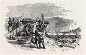 THE CRIMEAN WAR: SPAHI (ALGERIAN TROOPS), FRENCH BATTERY ON THE HEIGHTS OF BALACLAVA, 1854