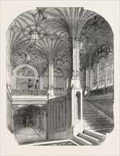 THE NEW HOUSES OF PARLIAMENT: MEMBER'S STAIRCASE, HOUSE OF COMMONS, 1854, UK