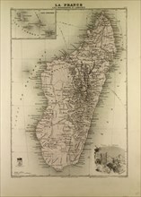 MAP OF MADAGASCAR AND COMOROS, 1896