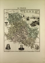 MAP OF YONNE, 1896, FRANCE