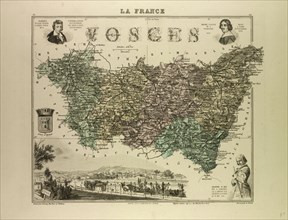 MAP OF VOSGES, 1896, FRANCE