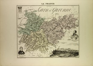 MAP OF GARN AND GARONNE, 1896, FRANCE