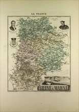MAP OF SEINE AND MARNE, 1896, FRANCE