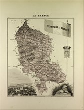 MAP OF TERRITOIRE DE BELFORT, 1896, FRANCE