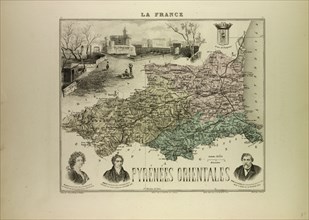 MAP OF PYRÃâNÃâES ORIENTALES, 1896, FRANCE