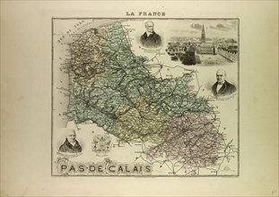 MAP OF PAS DE CALAIS, 1896, FRANCE