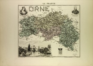 MAP OF ORNE, 1896, FRANCE