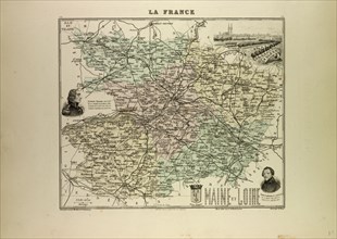 MAP OF MAINE AND LOIRE, 1896, FRANCE