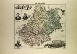 MAP OF LOT, 1896, FRANCE