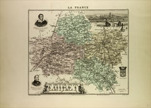 MAP OF LOIRET, 1896, FRANCE