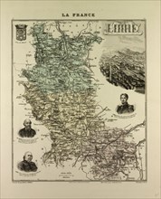 MAP OF LOIRE, 1896, FRANCE