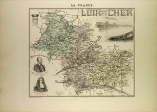 MAP OF LOIR AND CHER, 1896, FRANCE