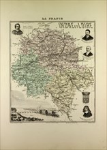 MAP OF INDRE AND LOIRE, 1896, FRANCE