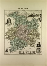 MAP OF ILLE AND VILAINE, 1896, FRANCE