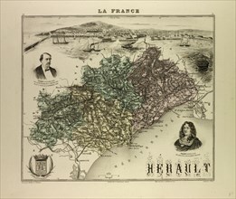MAP OF HÃƒâ€°RAULT, 1896, FRANCE