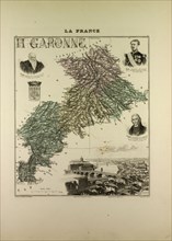 MAP OF HAUTE GARONNE, 1896, FRANCE