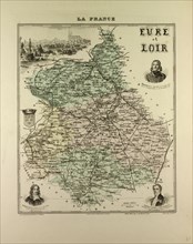 MAP OF EURE AND LOIR, 1896, FRANCE