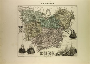 MAP OF EURE, 1896, FRANCE