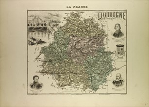 MAP OF DORDOGNE, 1896, FRANCE