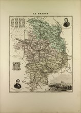 MAP OF CHER, 1896, FRANCE